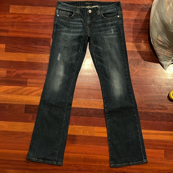 Womens 31 Guess long lowrise stretchy bootleg jeans (actually 35x34) - Picture 1 of 9